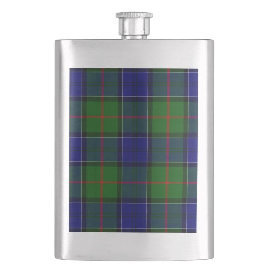 Flasque Colquhoun tartan bleu vert plaid (devant)