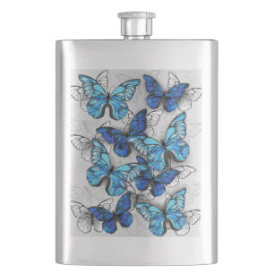 Flasque Composition des White and Blue Butterflies