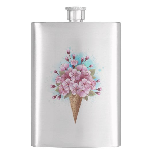 Flasque Cône rose Sakura crème glacée gaufre (devant)