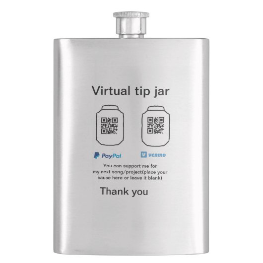 Flasque Conseil virtuel jar q r code argent don PayPal ven (devant)