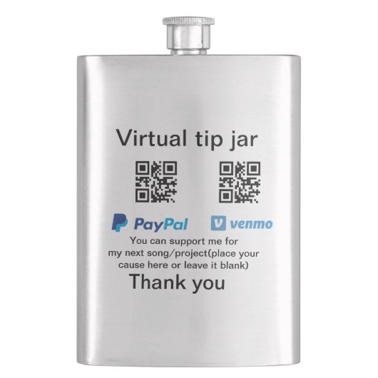 Flasque Conseil virtuel jar q r code argent don PayPal ven (devant)