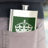 Flasque CONSERVEZ CALME COURONNE sur la Personnaliser vert (En situation)