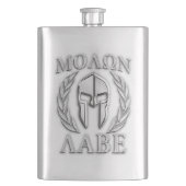 Flasque Copie spartiate de casque de chrome de Molon Labe (devant)