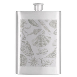 Flasque Coquillage gris sauge doux croquis Antique Nature