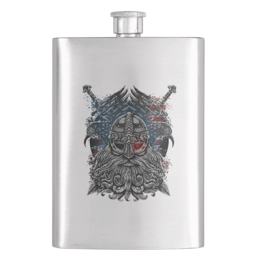 Flasque Corbeaux et épées d'Odin Mythologie Viking drapeau (devant)