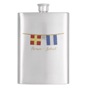 Flasque Couples Monogramme Signal Maritime Drapeaux Aquare