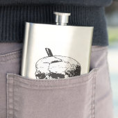 Flasque Crâne noir et blanc avec vecteur en fer tamisé (En situation)