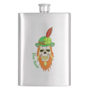 Flasque Crâne Shamrock irlandais Steampunk