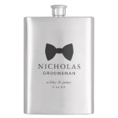 Flasque Cravate noir Bow Groomsman Mariage personnalisé (devant)