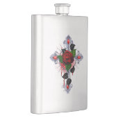 Flasque Croix d'argent avec une rose rouge (Droite)