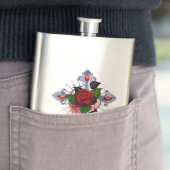 Flasque Croix d'argent avec une rose rouge (En situation)