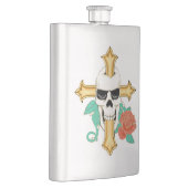 Flasque Croix du crâne et Rose (Droite)