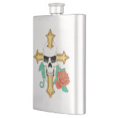 Flasque Croix du crâne et Rose (Gauche)