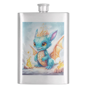 Flasque Crystalized Cute Baby Dragon Bleu Bleu Bébé