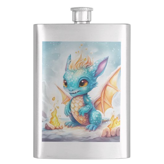 Flasque Crystalized Cute Baby Dragon Bleu Bleu Bébé (devant)