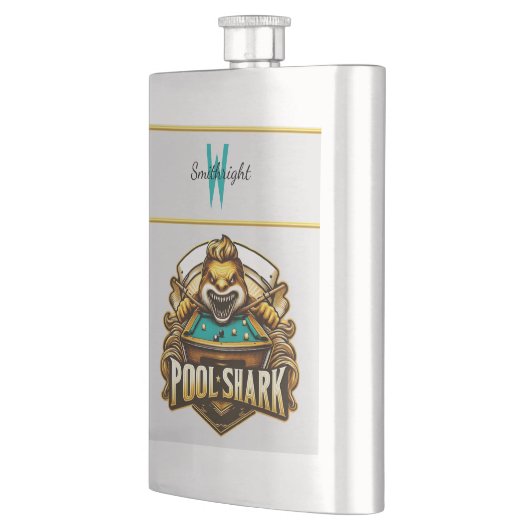 Flasque Cue Master : Pool Shark Logo (Gauche)