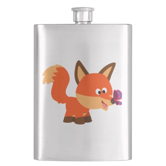 Flasque Cute Cartoon Fox Et Papillon Hip Flask (devant)