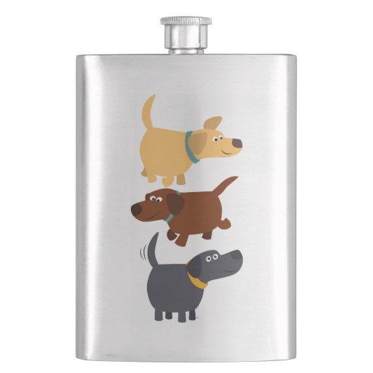 Flasque Cute Cartoon Labradors en 3 Saveurs Classique Flac (devant)