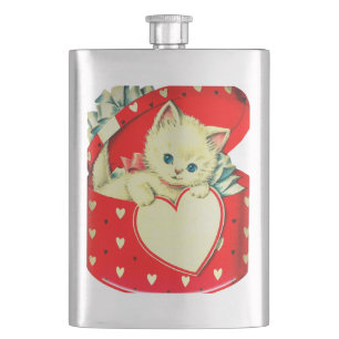 Flasque Cute Kitten Coeur Vintage Chat Retro Kitty