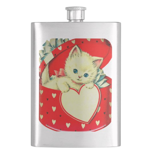 Flasque Cute Kitten Coeur Vintage Chat Retro Kitty (devant)