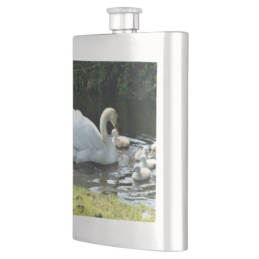 Flasque Cygne blanc avec poules (Gauche)