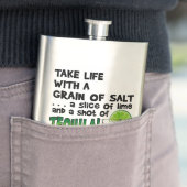 FLASQUE DE COCKTAIL INOXYDABLE - LIME, SEL, TEQUIL (En situation)