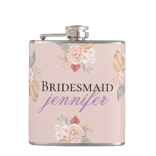 Flasque de cœur floral Boho personnalisé couleur
