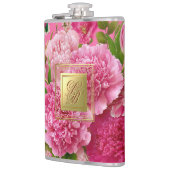 Flasque de fête à monogramme floral rose et vert g (Gauche)