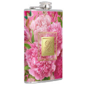 Flasque de fête à monogramme floral rose et vert g (Droite)