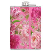 Flasque de fête à monogramme floral rose et vert g (Dos)