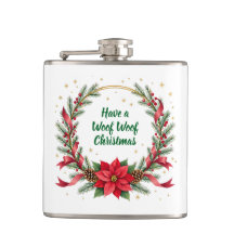 Flasque de Noël Woof Woof - Texte personnalisable