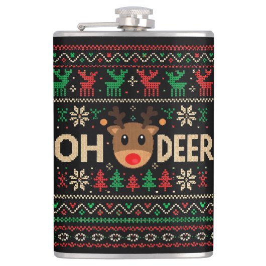 Flasque de pull de Noël moche Oh Cerf (Devant)