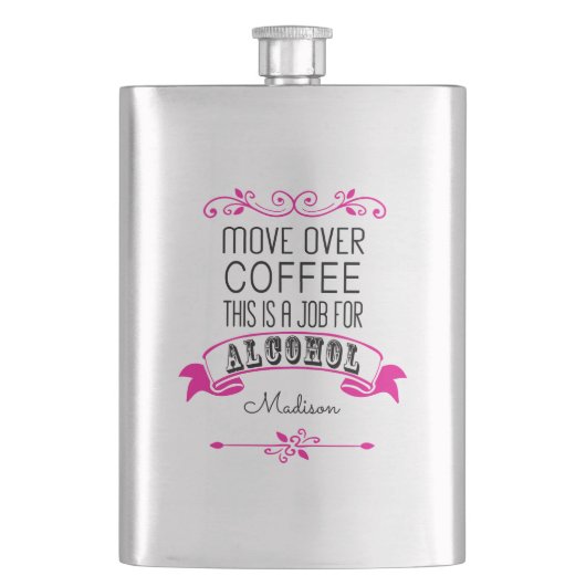 Flasque Déplacez-vous au-dessus du café, ceci est un (devant)