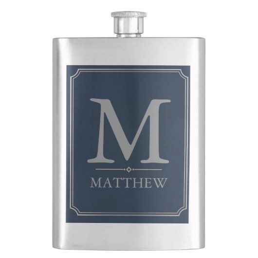 Flasque Design Monogramme Argent et Nuit (devant)
