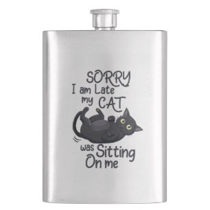 Flasque Désolé, je suis en retard - Règles pour chats !
