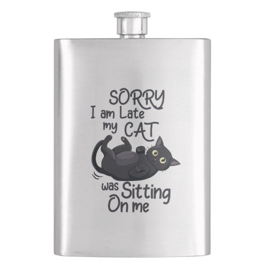 Flasque Désolé, je suis en retard - Règles pour chats ! (devant)