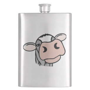 Flasque dessin animé vache noir blanc rose baiser gris ani