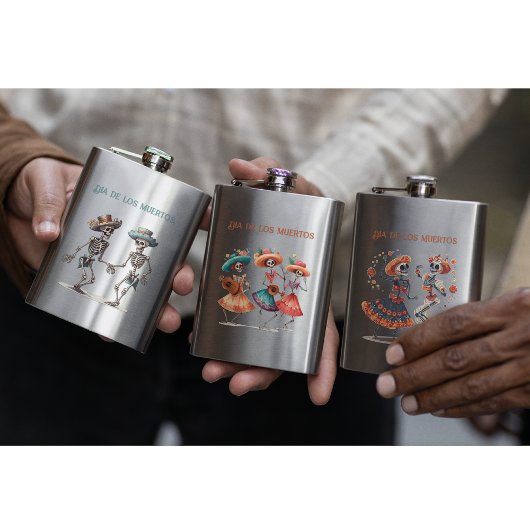 Flasque Dia de los Muertos dansant squelettes personnalisa