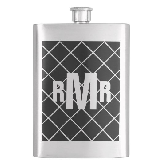 Flasque Diamant noir blanc Monogramme (devant)
