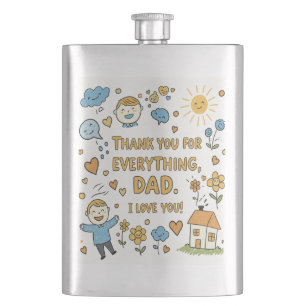 Flasque Doodle de coeur "Merci Papa" Art