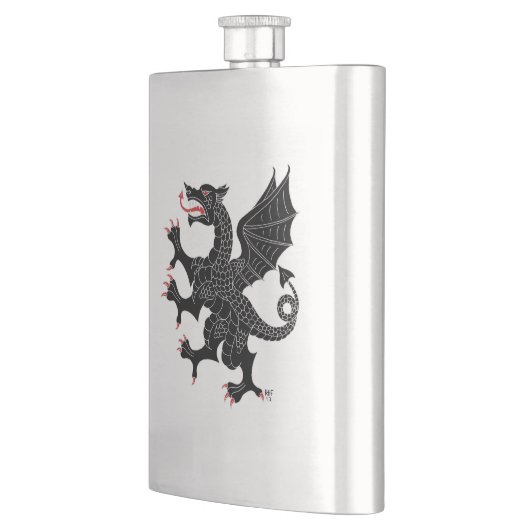 Flasque Dragon Rampant Sable (Gauche)