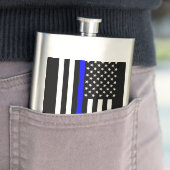 Flasque Drapeau américain Symbole de la Ligne Bleue Mince (En situation)