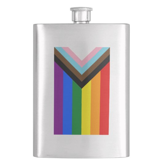 Flasque Drapeau de fierté Progress LGBTQ+ (devant)