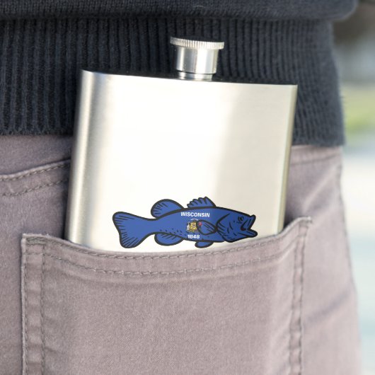 Flasque Drapeau du Wisconsin de poisson (En situation)