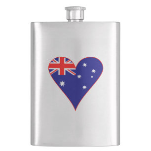Flasque Drapeau Funky Australie en forme de cœur avec une