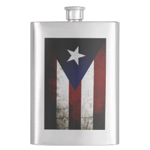 Flasque Drapeau grunge noir de Porto Rico