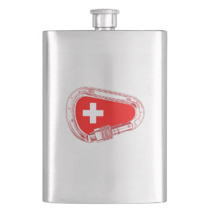 Flasque Drapeau Suisse Escalade carabiner
