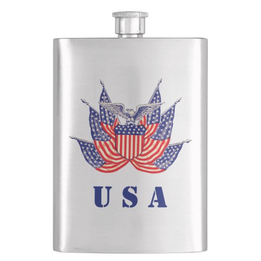 Flasque Drapeau vintage patriotique américain, le 4 juille (devant)