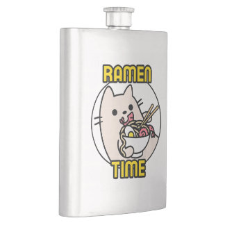 Flasque Drôle Chat Manger Ramen Amoureux des chats Proprié