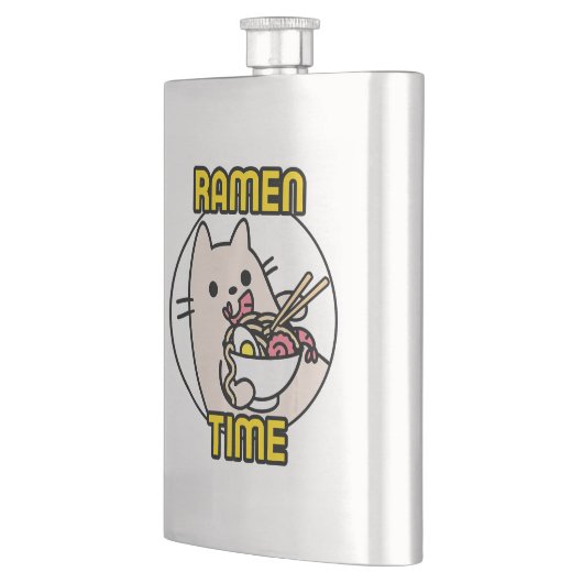 Flasque Drôle Chat Manger Ramen Amoureux des chats Proprié (Gauche)